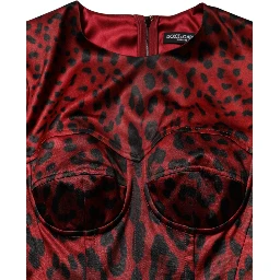 Red Leopard Sheath Long Sleeves Dress