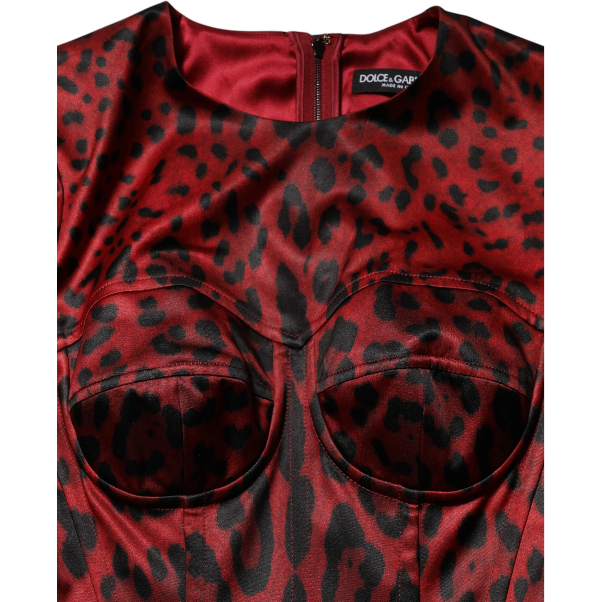 Red Leopard Sheath Long Sleeves Dress