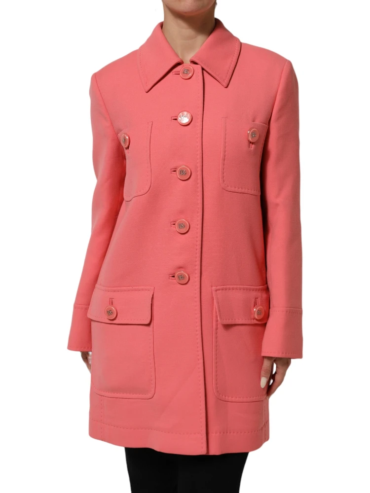 Pink Buttoned Down Trench Coat Jacket