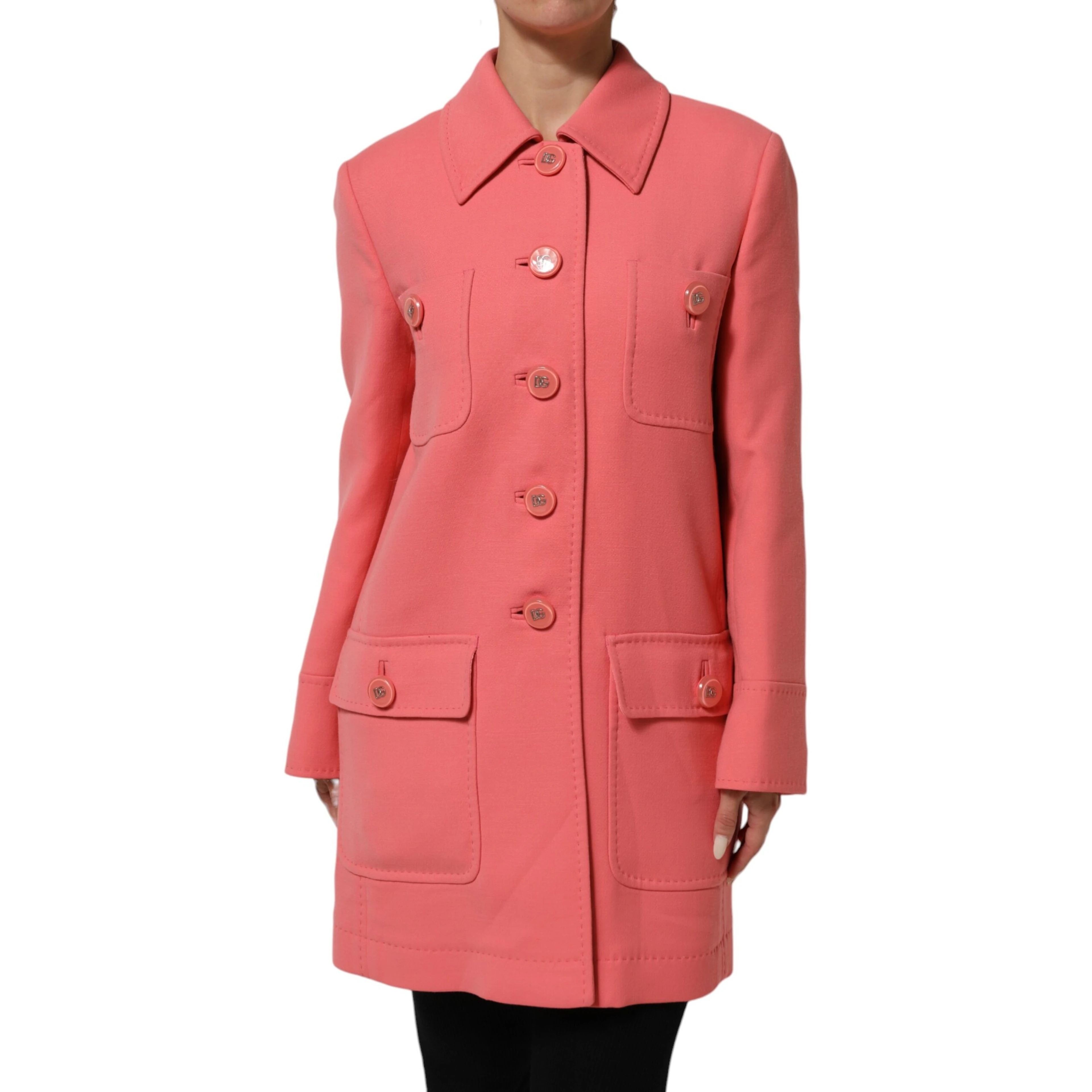 Pink Buttoned Down Trench Coat Jacket