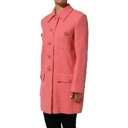 Pink Buttoned Down Trench Coat Jacket
