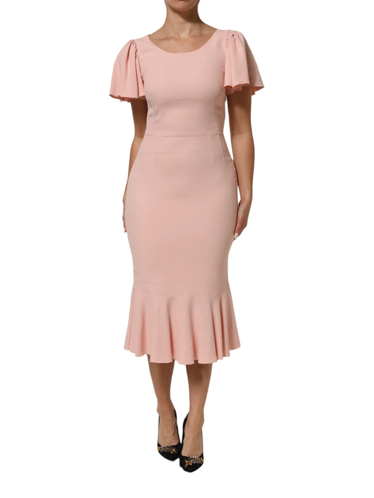 Pink Viscose Short Sleeves Sheath Midi Dress alternative