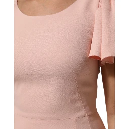 Pink Viscose Short Sleeves Sheath Midi Dress