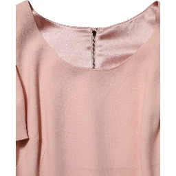 Pink Viscose Short Sleeves Sheath Midi Dress