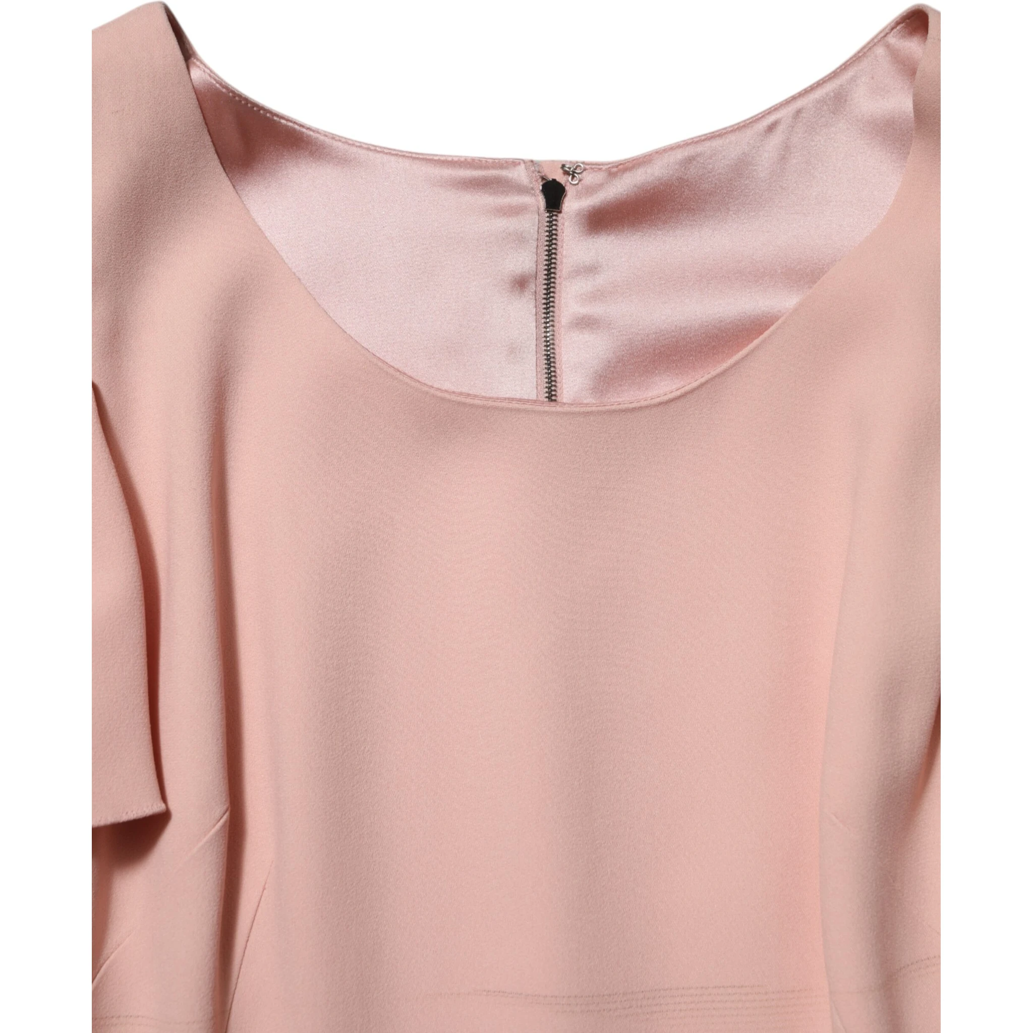 Pink Viscose Short Sleeves Sheath Midi Dress