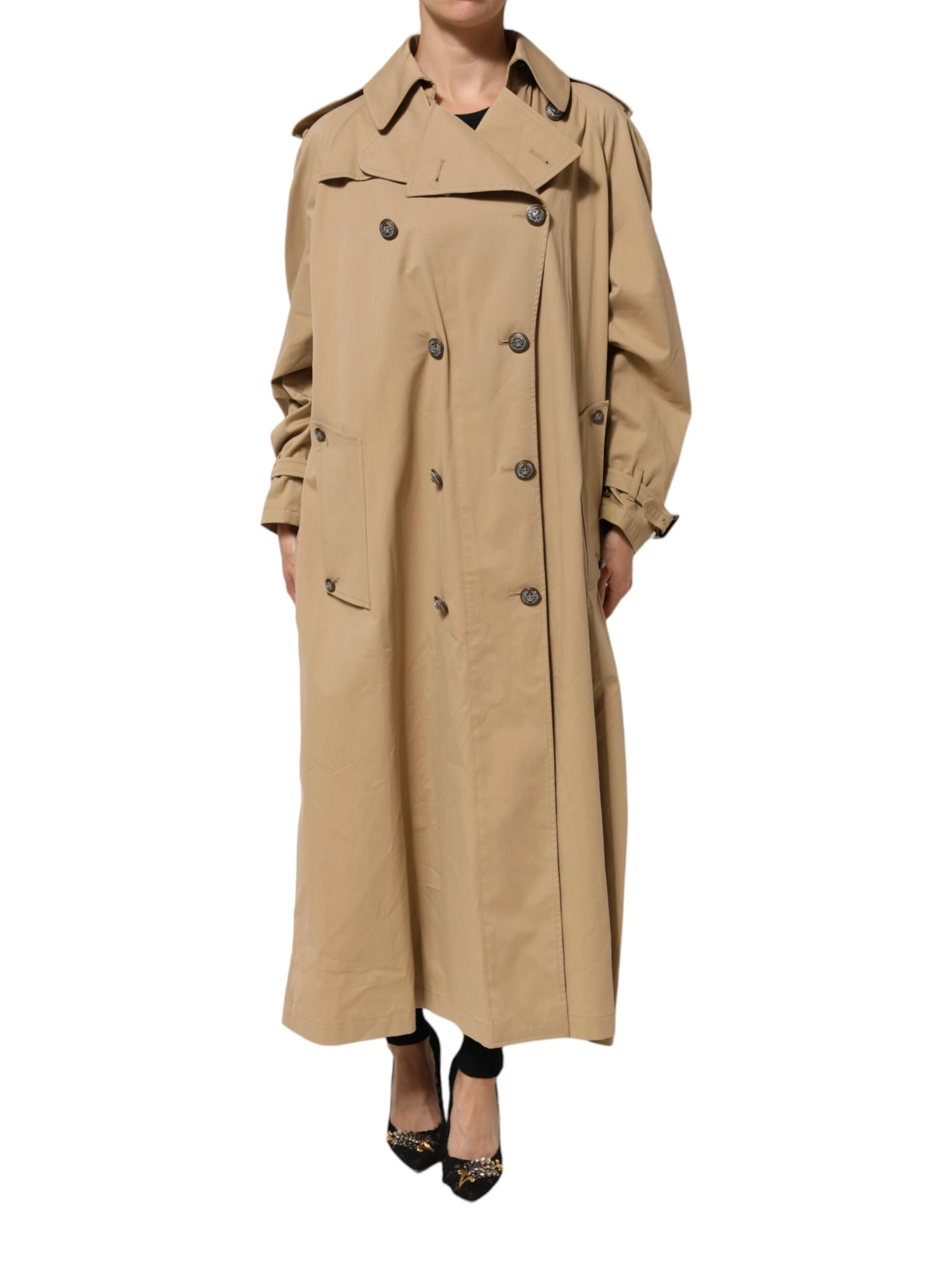Khaki Double Breasted Trench Coat Jacket