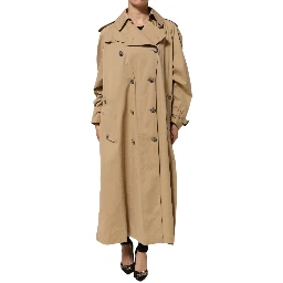Khaki Double Breasted Trench Coat Jacket