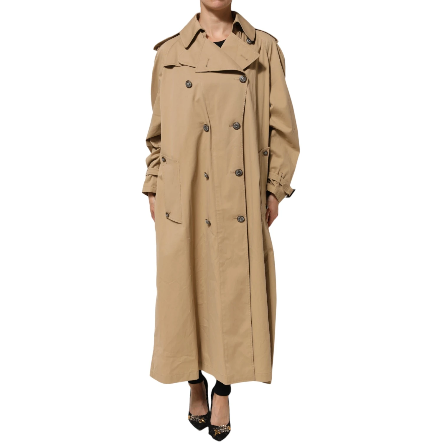 Khaki Double Breasted Trench Coat Jacket