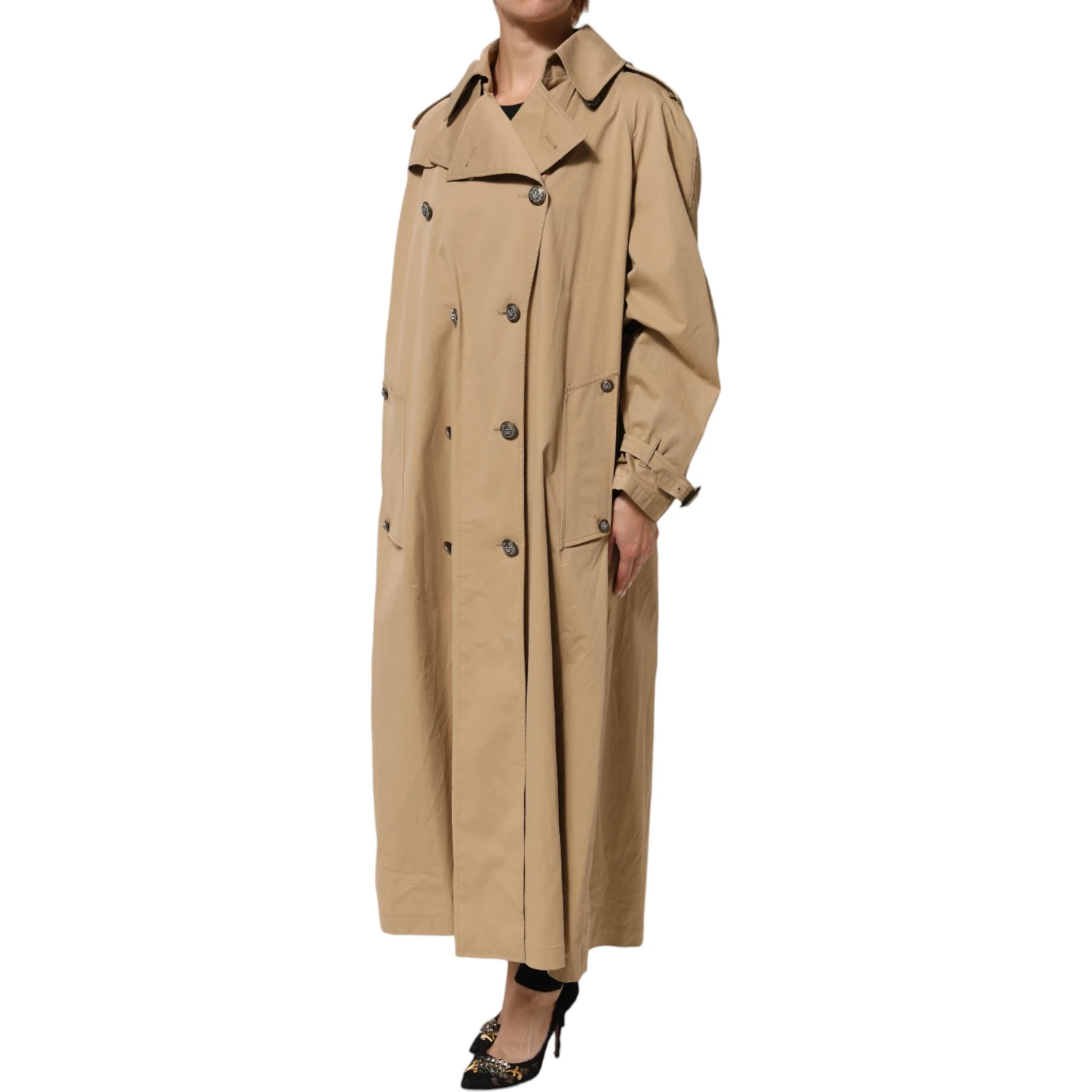 Khaki Double Breasted Trench Coat Jacket
