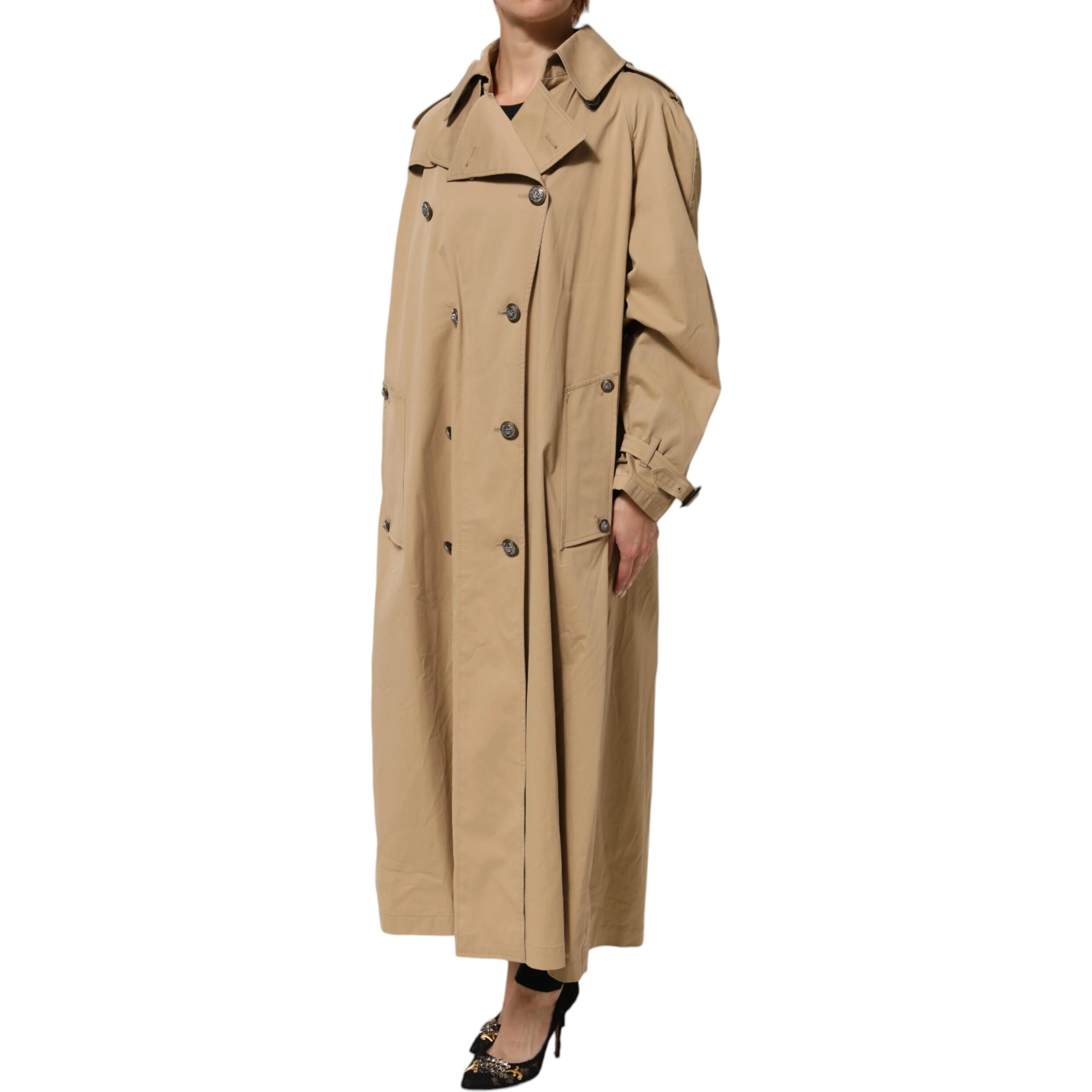 Khaki Double Breasted Trench Coat Jacket