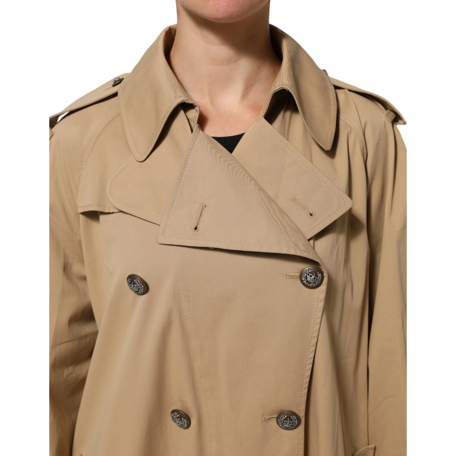 Khaki Double Breasted Trench Coat Jacket