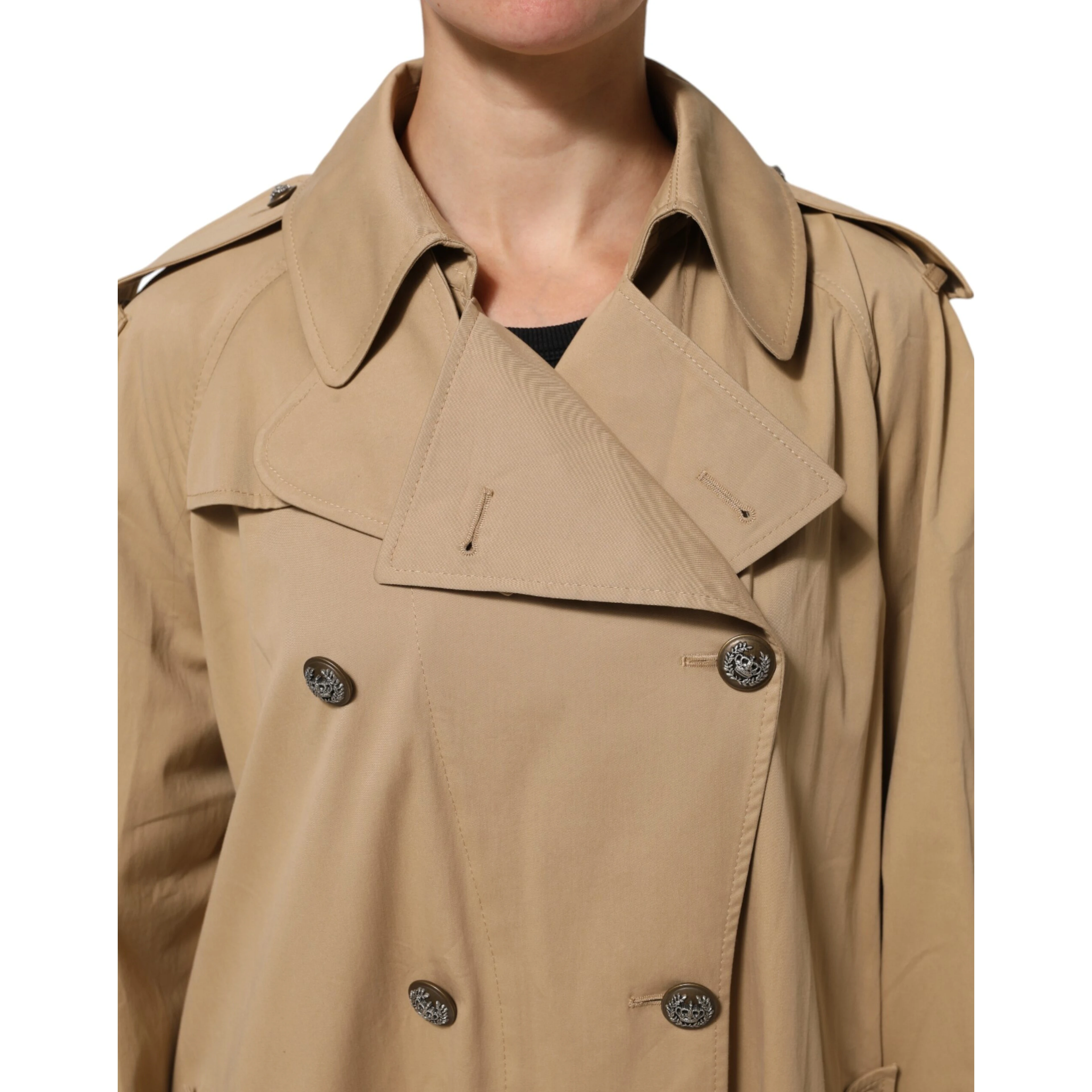 Khaki Double Breasted Trench Coat Jacket