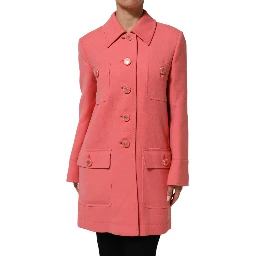 Pink Buttoned Down Trench Coat Jacket