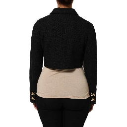 Black Cotton Full Zip Cropped Coat Jacket