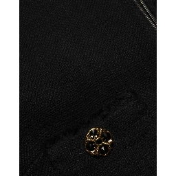 Black Cotton Full Zip Cropped Coat Jacket