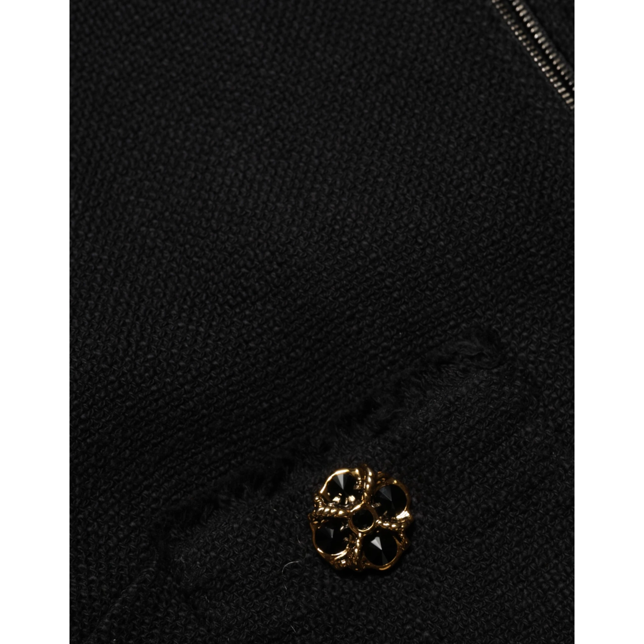 Black Cotton Full Zip Cropped Coat Jacket