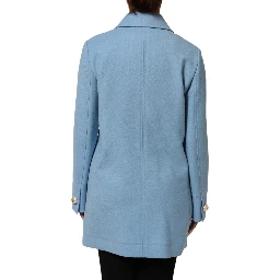 Blue Buttoned Down Trench Coat Jacket
