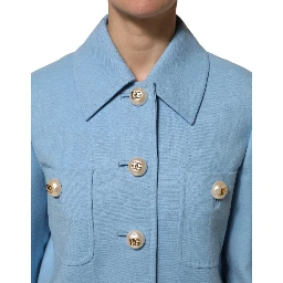 Blue Buttoned Down Trench Coat Jacket