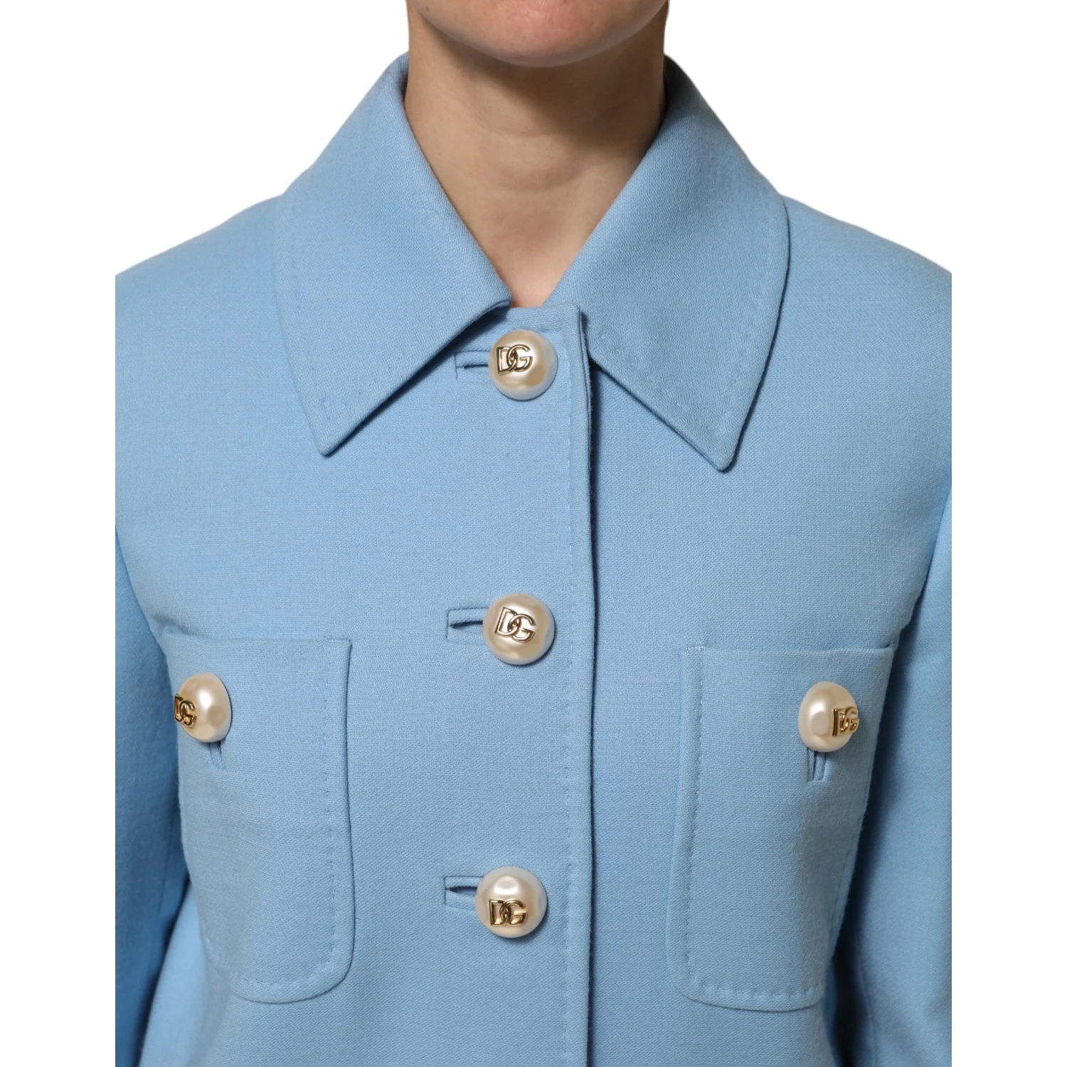 Blue Buttoned Down Trench Coat Jacket
