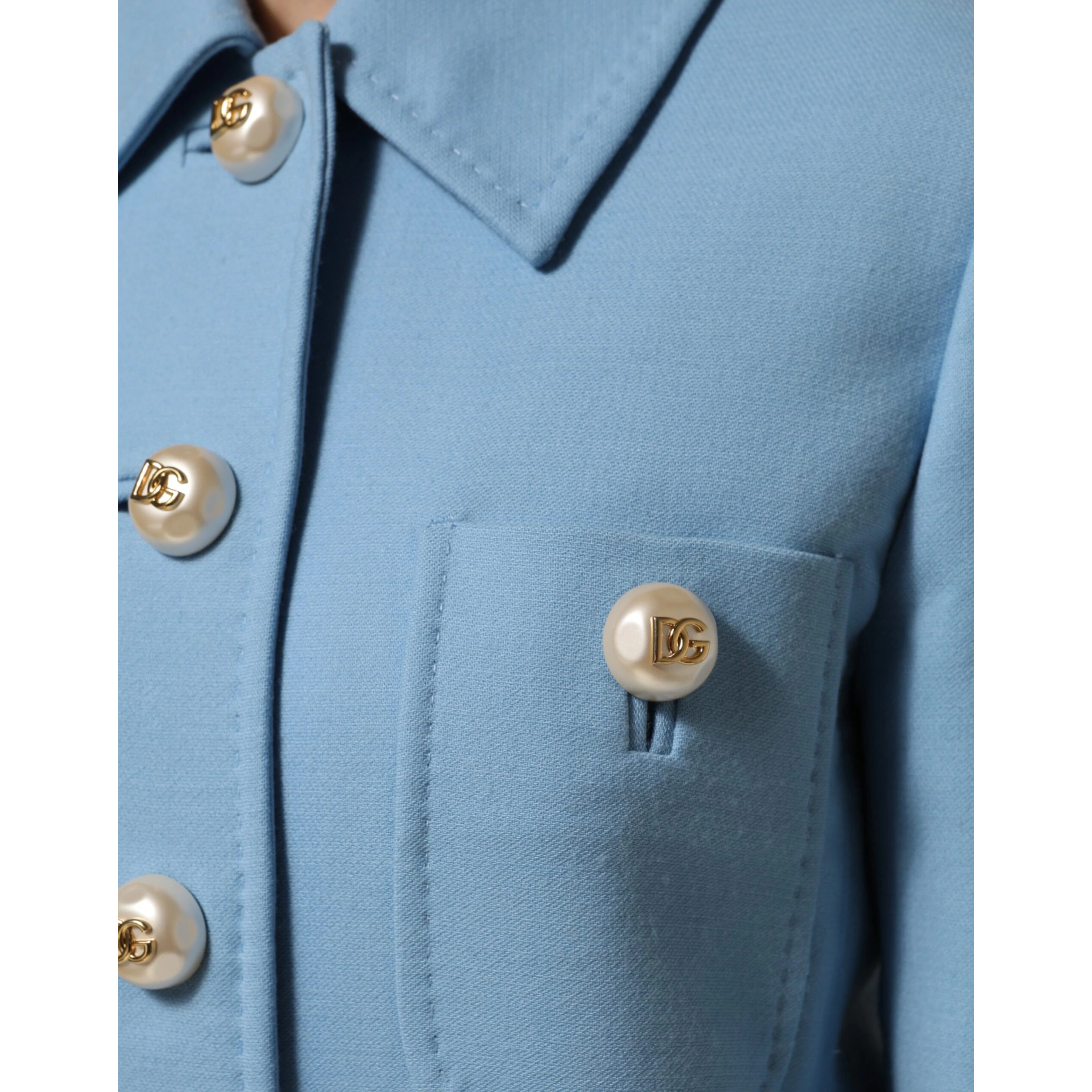 Blue Buttoned Down Trench Coat Jacket