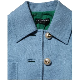 Blue Buttoned Down Trench Coat Jacket