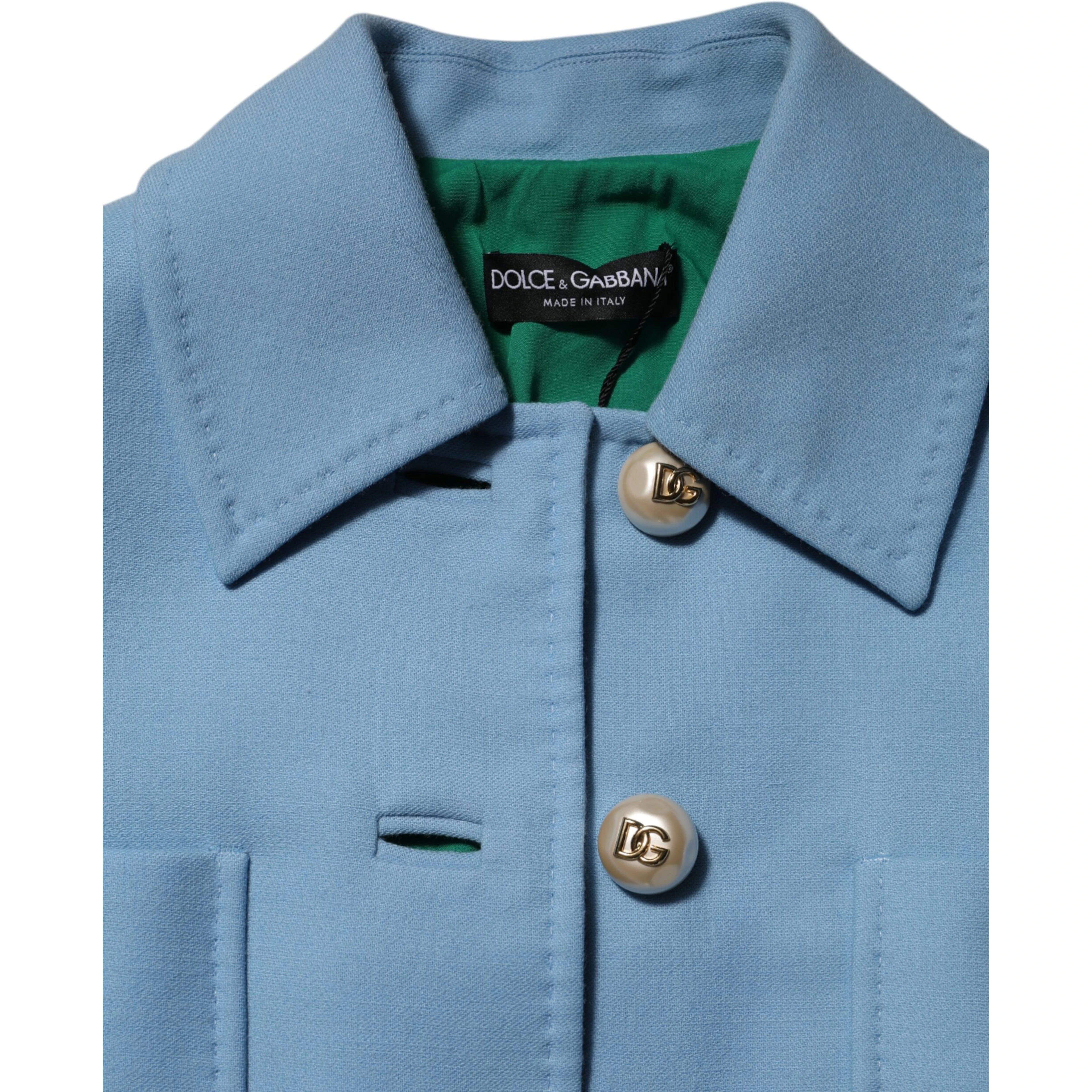 Blue Buttoned Down Trench Coat Jacket