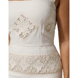 White Floral Lace Sleeveless Midi Dress