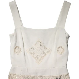 White Floral Lace Sleeveless Midi Dress