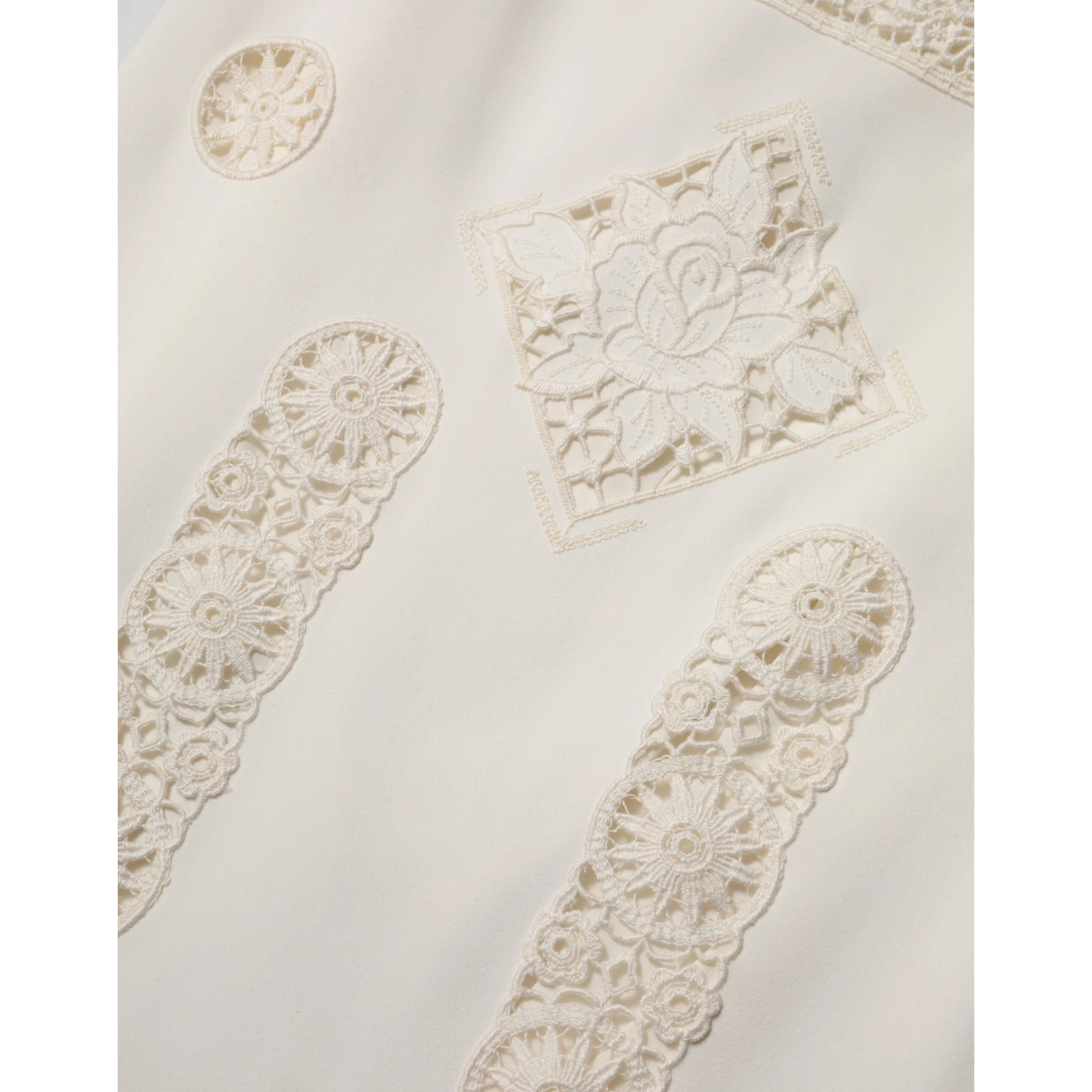 White Floral Lace Sleeveless Midi Dress