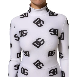 Black White Logo Monogram Long Sleeves Jumpsuit Dress