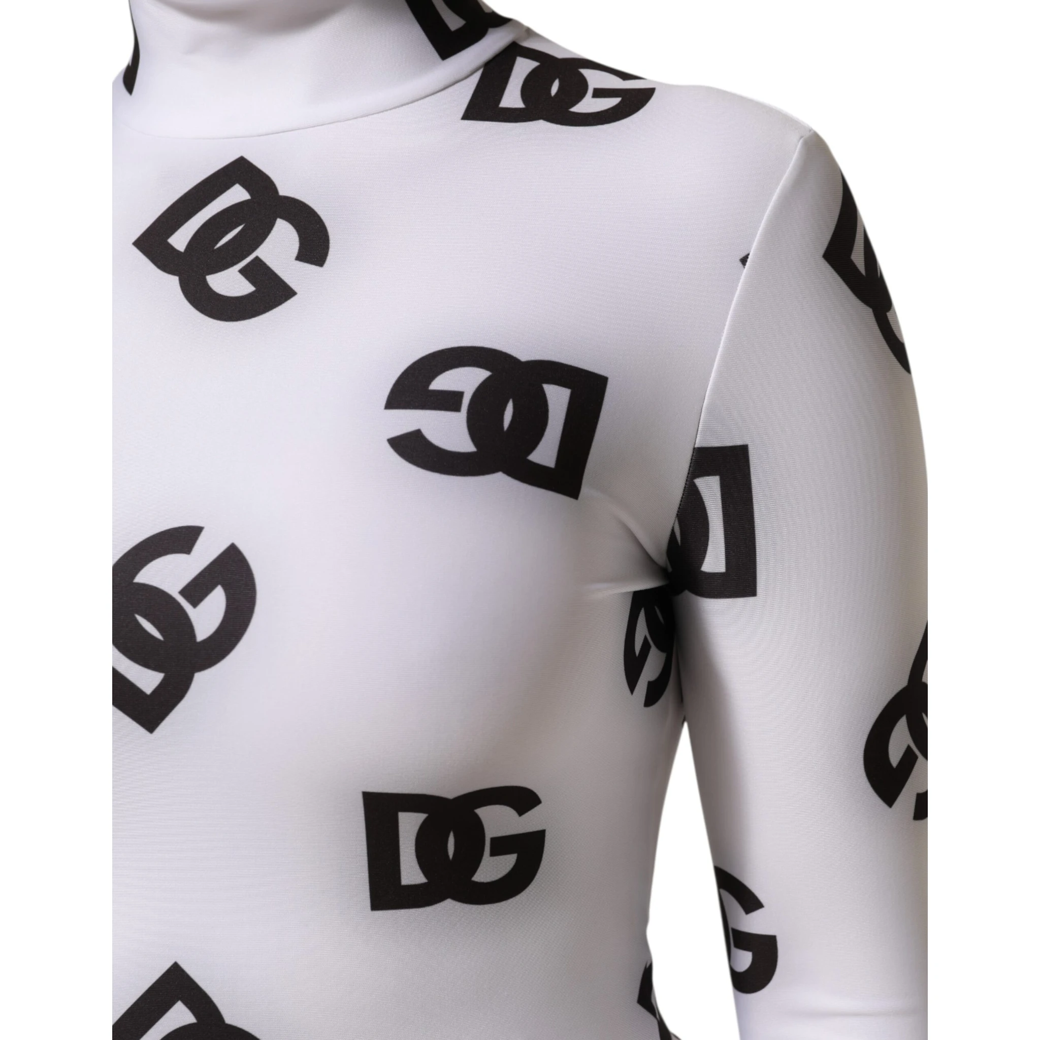 Black White Logo Monogram Long Sleeves Jumpsuit Dress