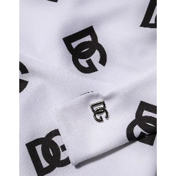 Black White Logo Monogram Long Sleeves Jumpsuit Dress