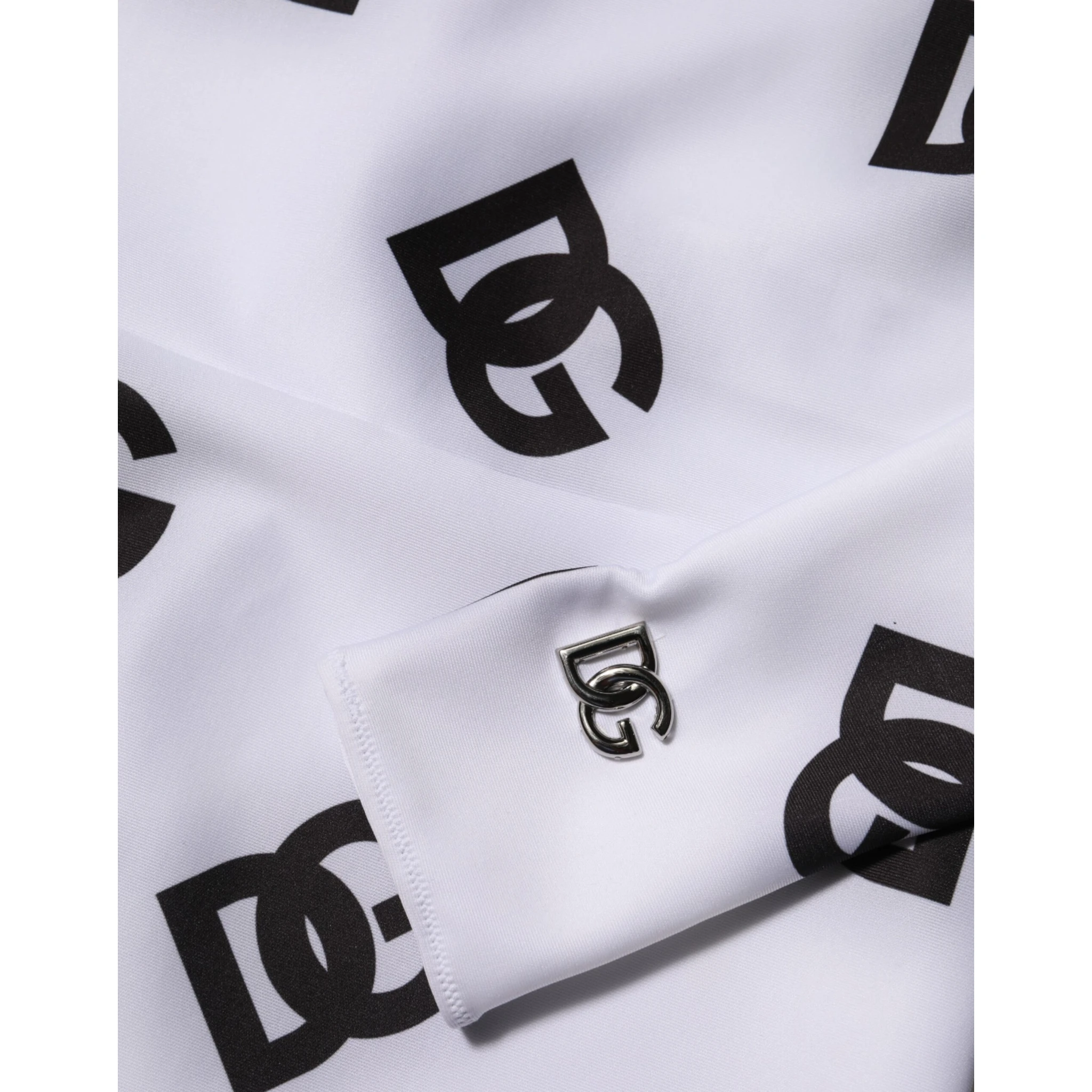 Black White Logo Monogram Long Sleeves Jumpsuit Dress