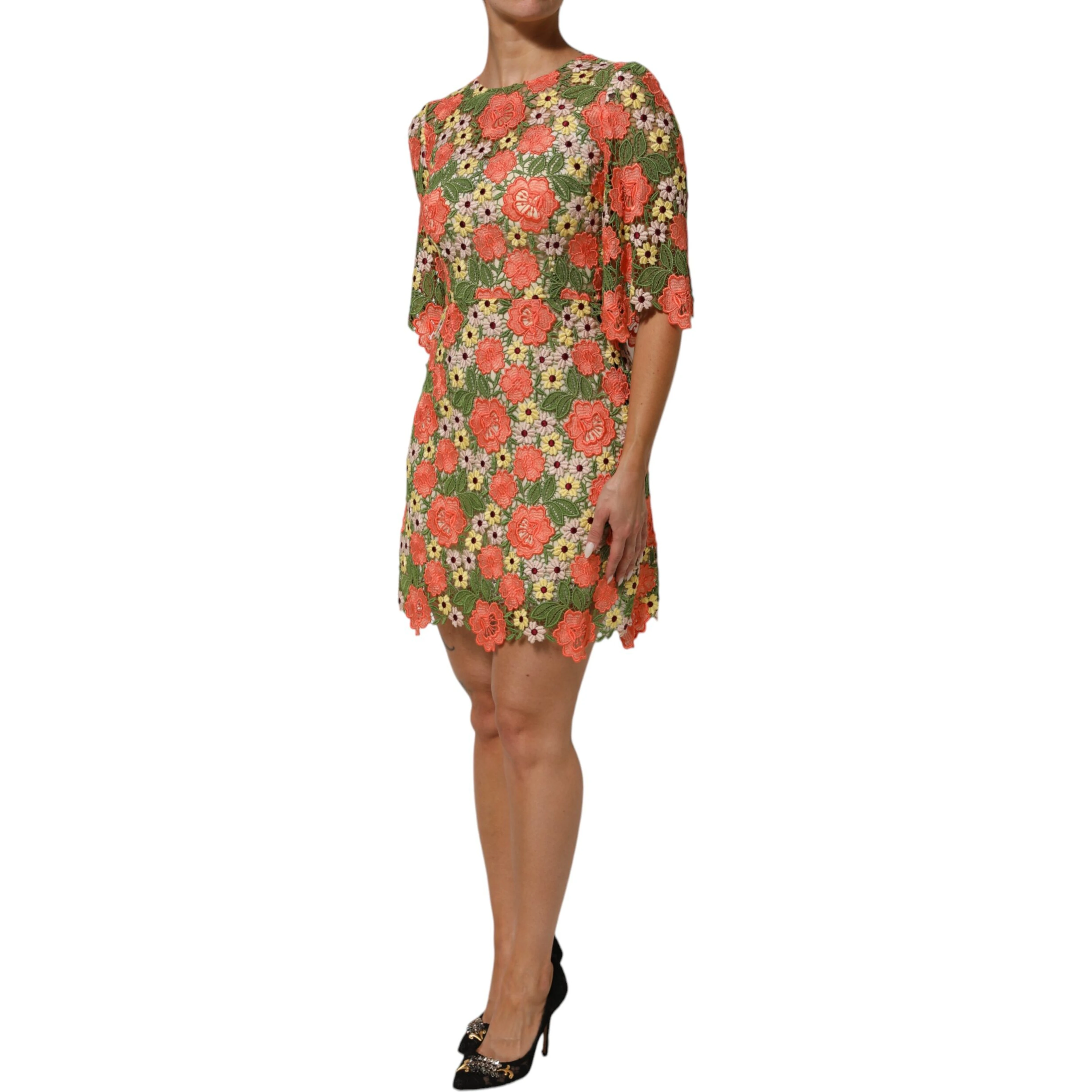 Multicolor Floral Embroidery Aline Mini Dress