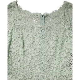 Mint Green Floral Lace Trim Midi Dress