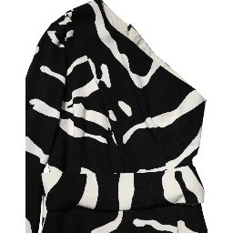Black White One Shoulder High Slit Mini Dress