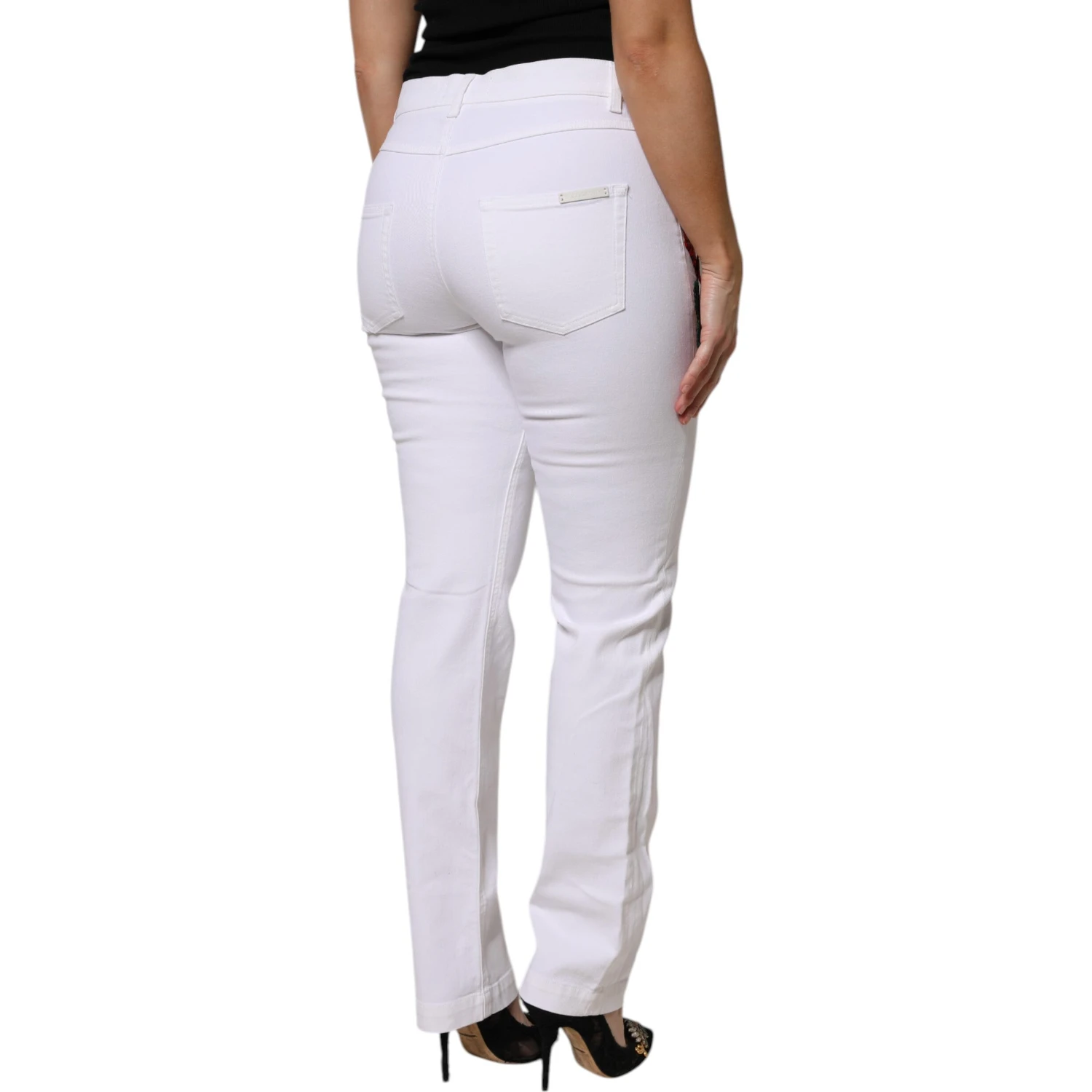 White GIRLY Floral Embroidery Denim Jeans
