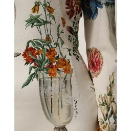 White Flower Vase Silk Sheath Midi Dress
