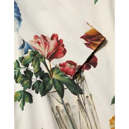 White Flower Vase Silk Sheath Midi Dress