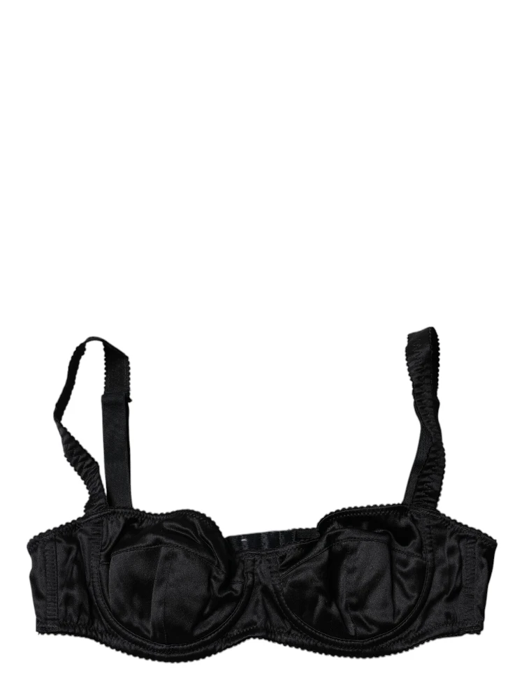 Black Silk Semi-Pad Balconette Bra Underwear alternative