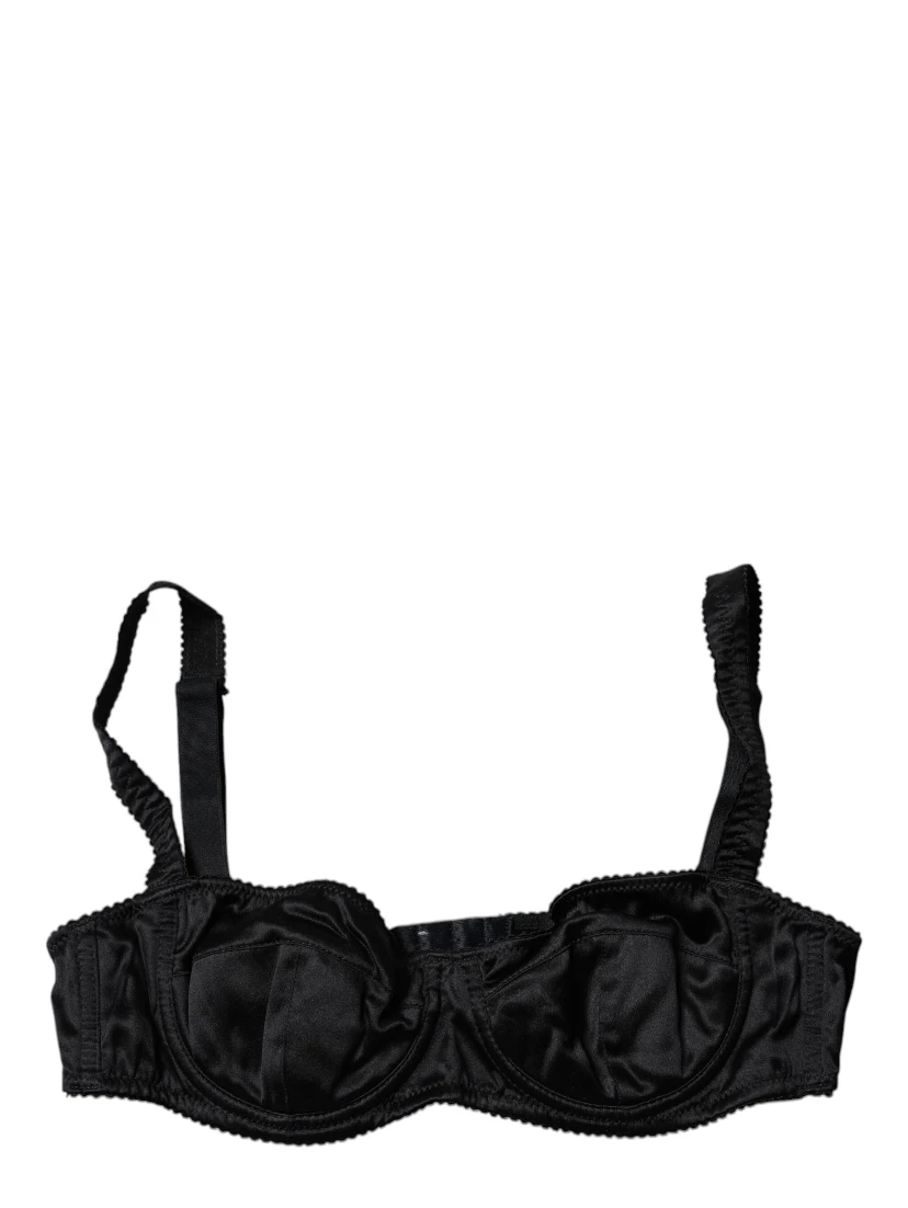 Black Silk Semi-Pad Balconette Bra Underwear