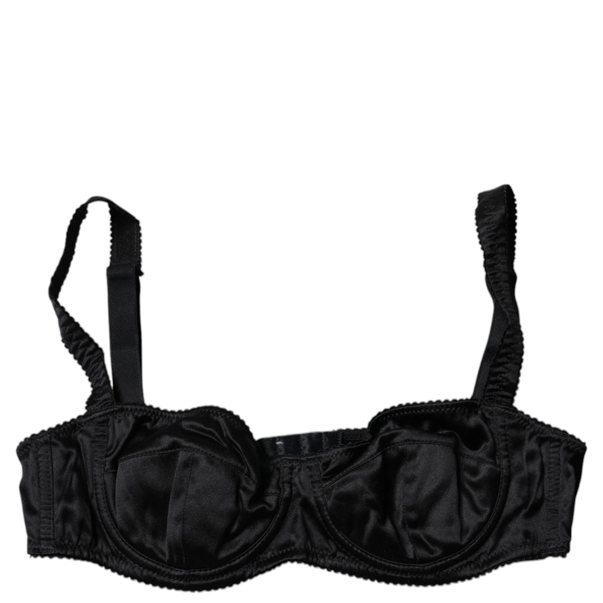 Black Silk Semi-Pad Balconette Bra Underwear