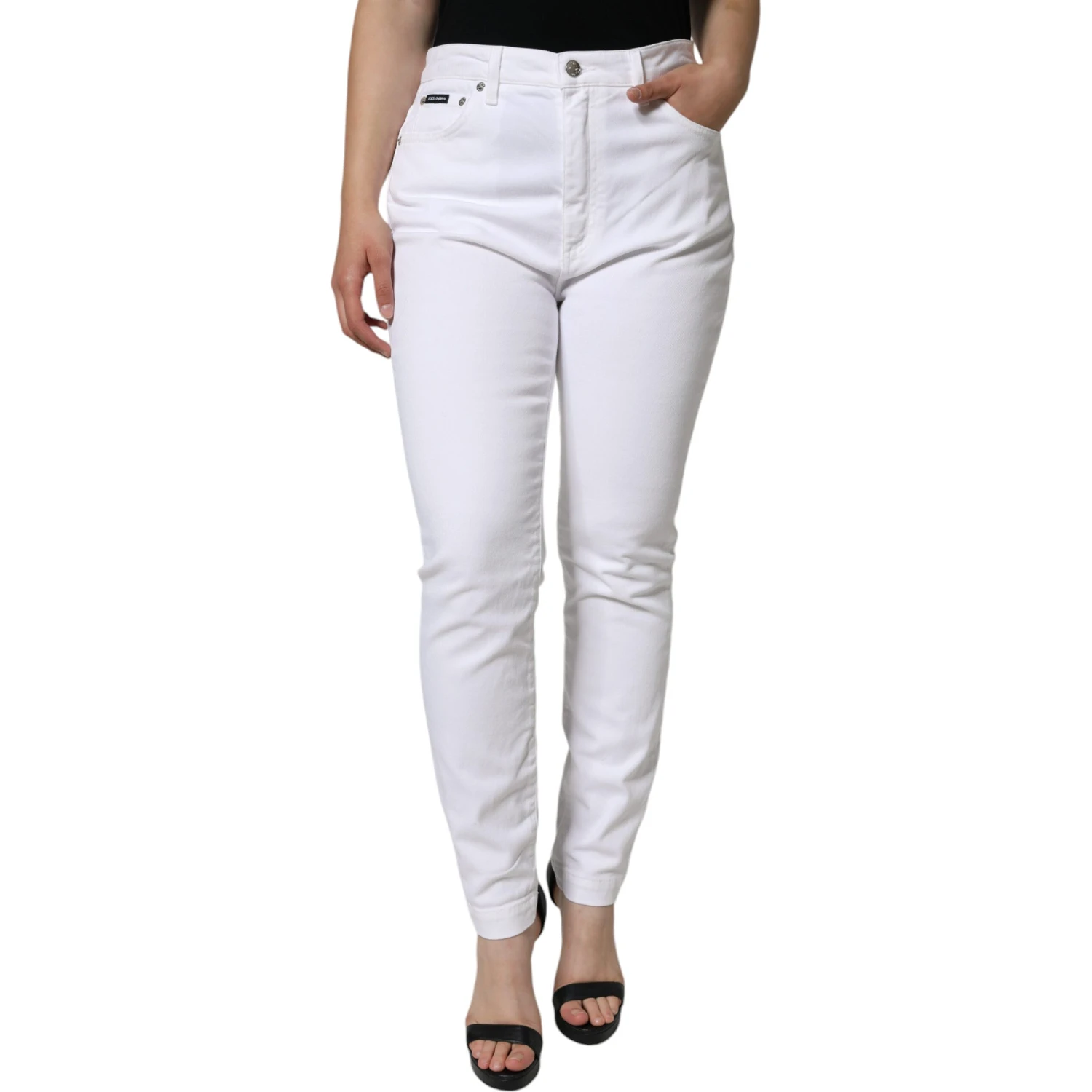 White AUDREY Cotton Logo Skinny Denim Jeans