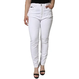White AUDREY Cotton Logo Skinny Denim Jeans