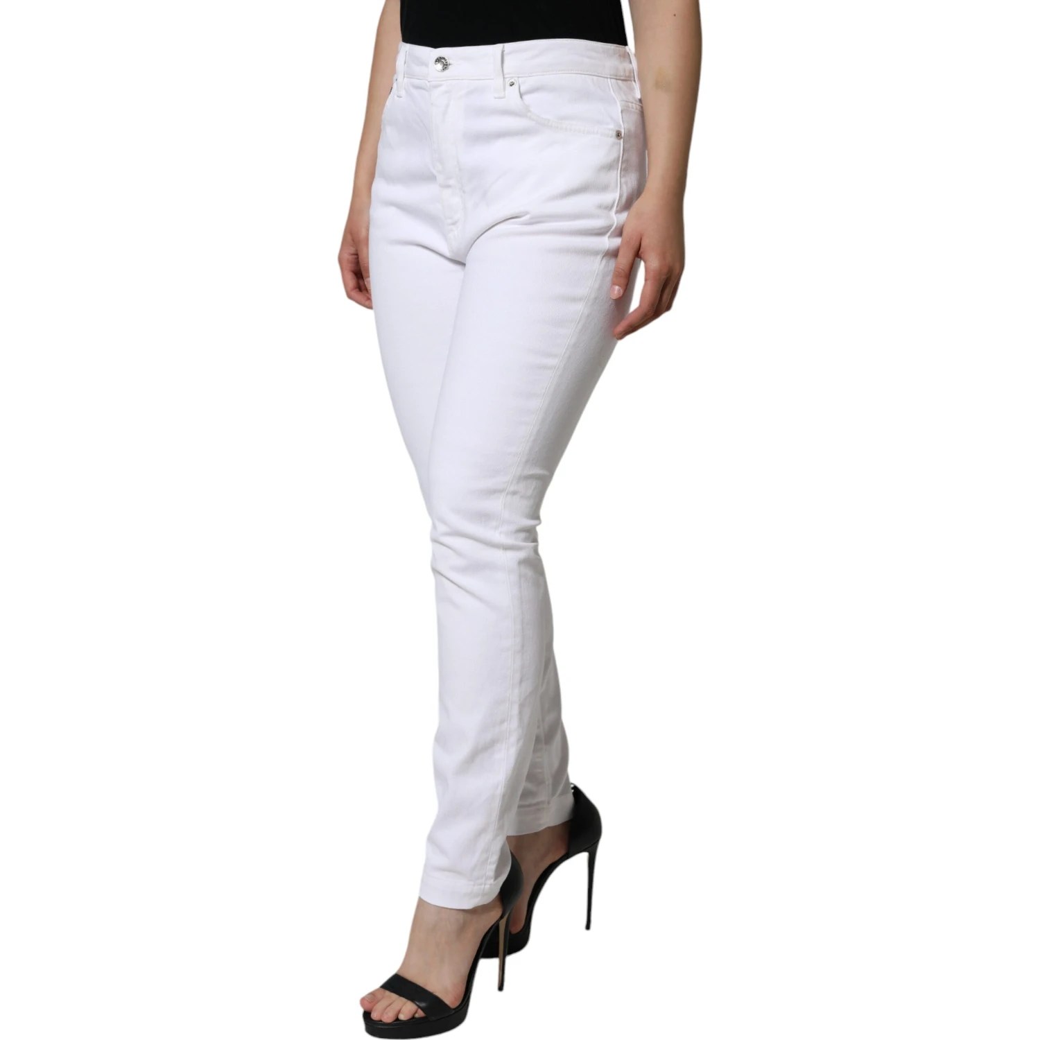 White AUDREY Cotton Logo Skinny Denim Jeans