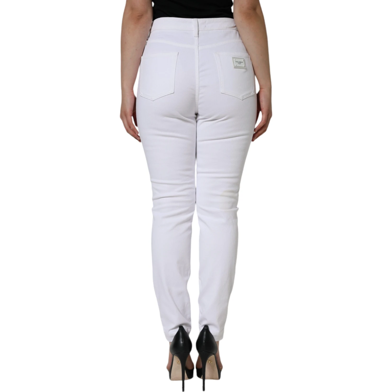 White AUDREY Cotton Logo Skinny Denim Jeans