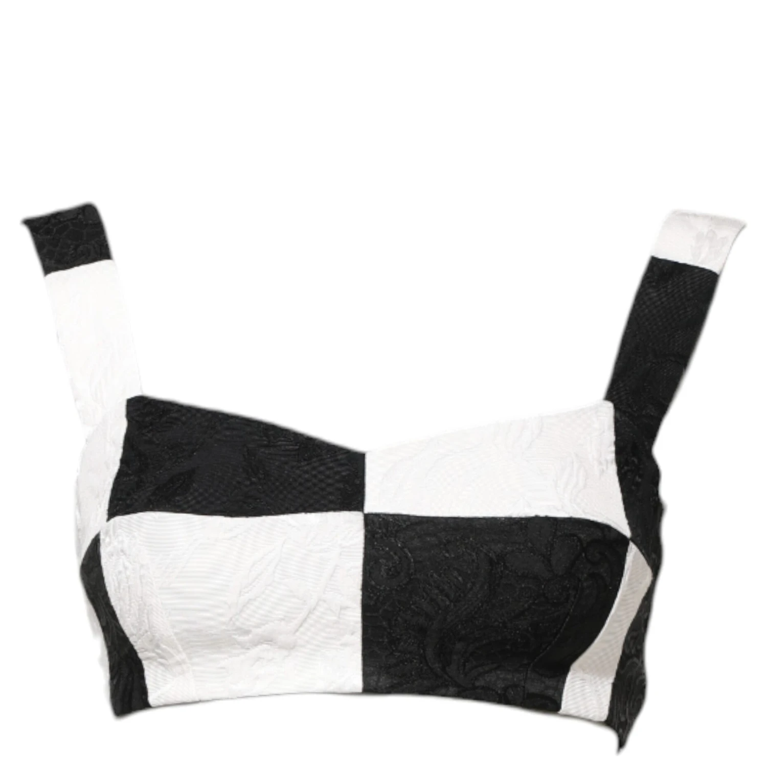 Black White Cropped Bustier Corset Bra Top