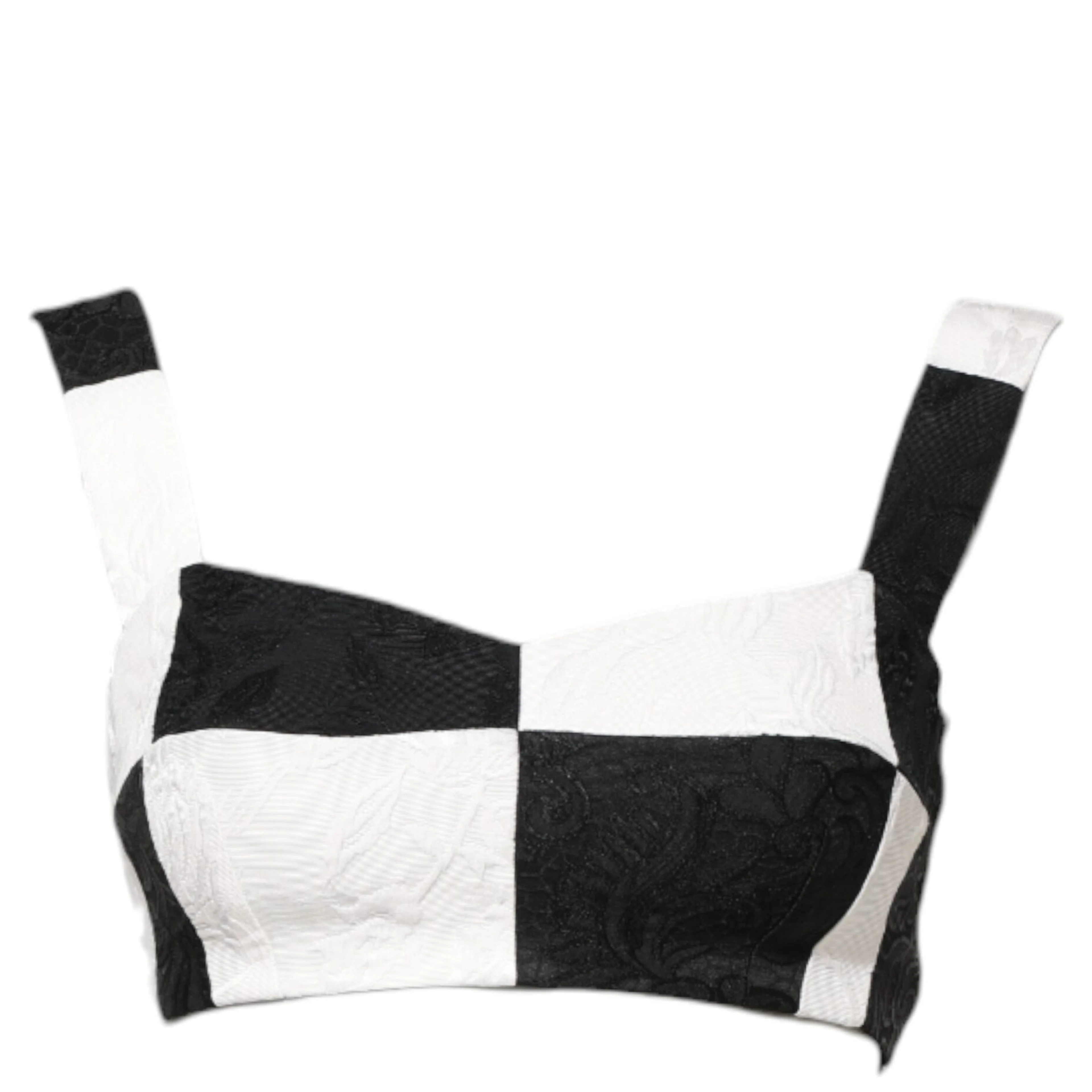 Black White Cropped Bustier Corset Bra Top