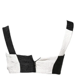 Black White Cropped Bustier Corset Bra Top