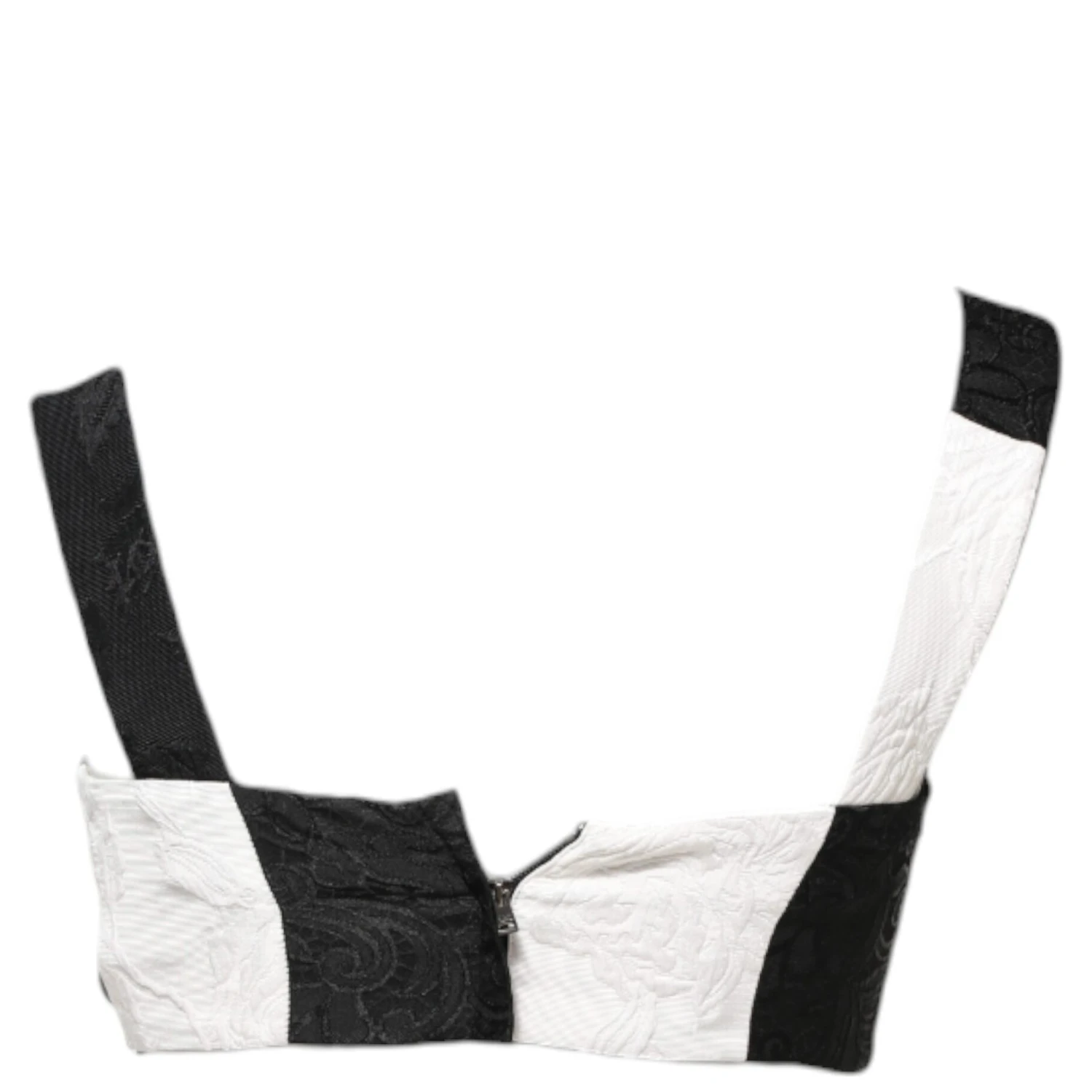 Black White Cropped Bustier Corset Bra Top